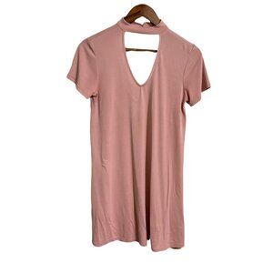 Newbury Kustom Womens Pink Short Sleeve Collar Keyhole Flowy Shift Dress Small